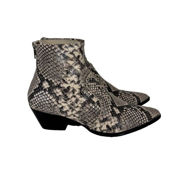 Steve Madden Revolve Cafe Natural Snake Leather Ankle Booties Leather 6 Western - Picture 2 of 10